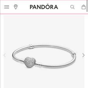 Pandora Moments Sparkling Heart Clasp Snake Chain Bracelet